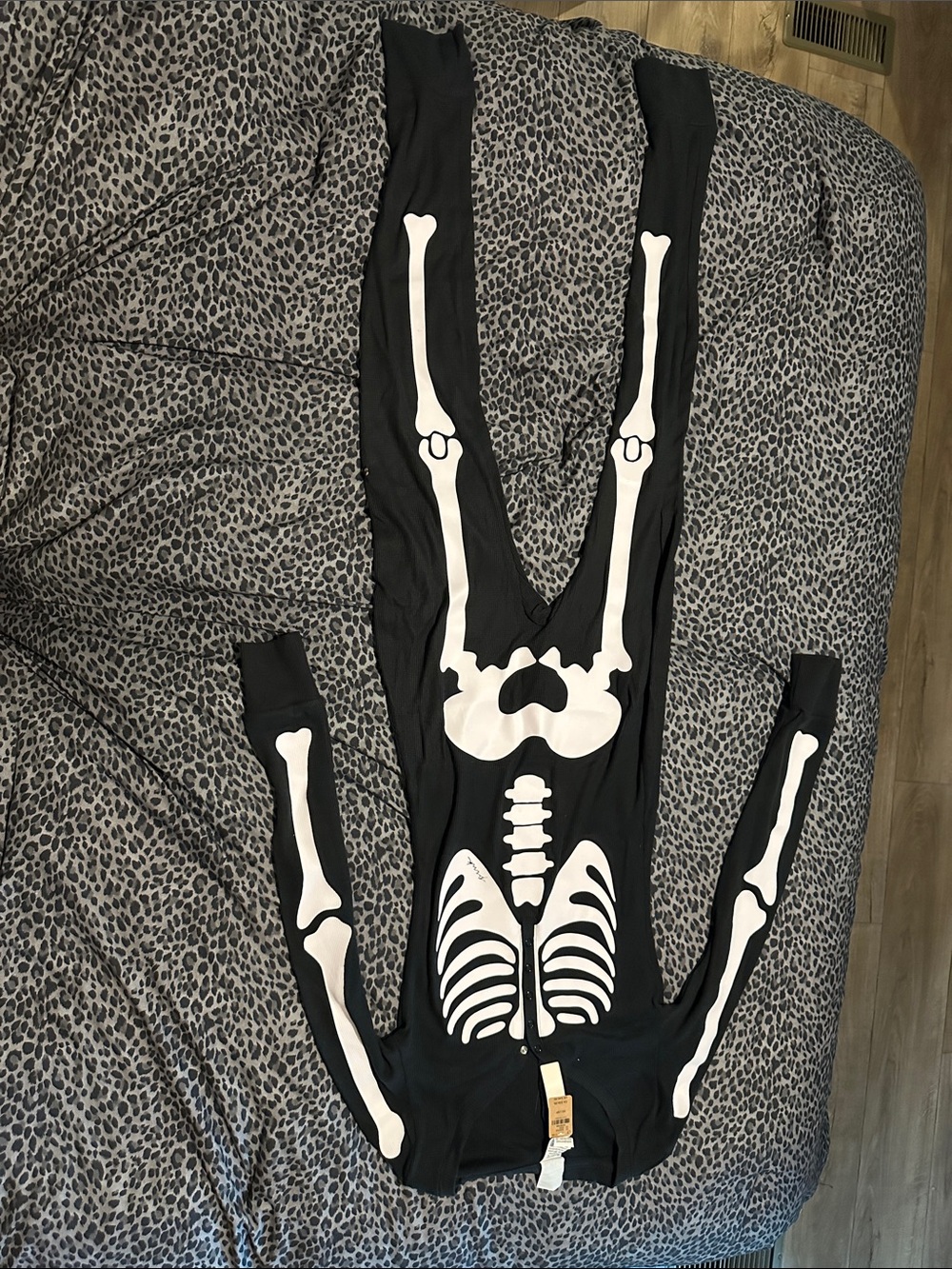 VS Pink Black Skeleton Onesie with White Bone Print